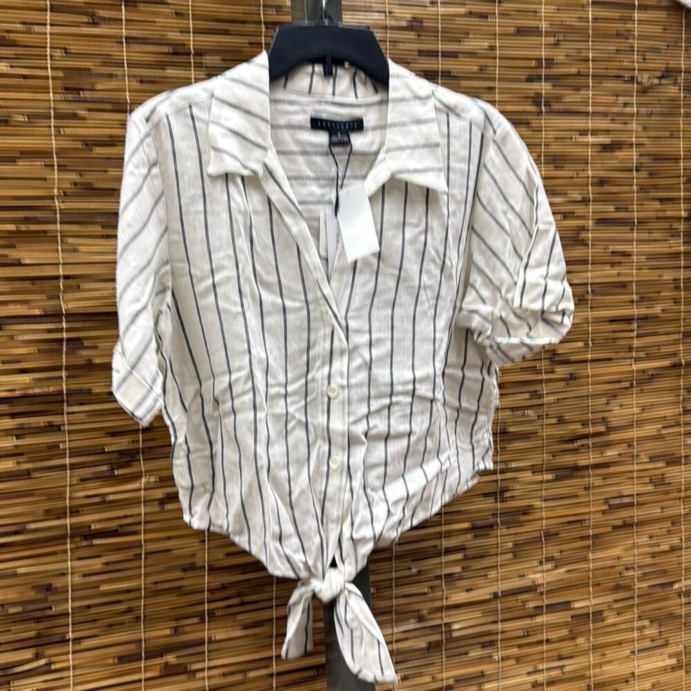 Womens Striped Collared Button-Down‎ Top Size XXS… - image 2